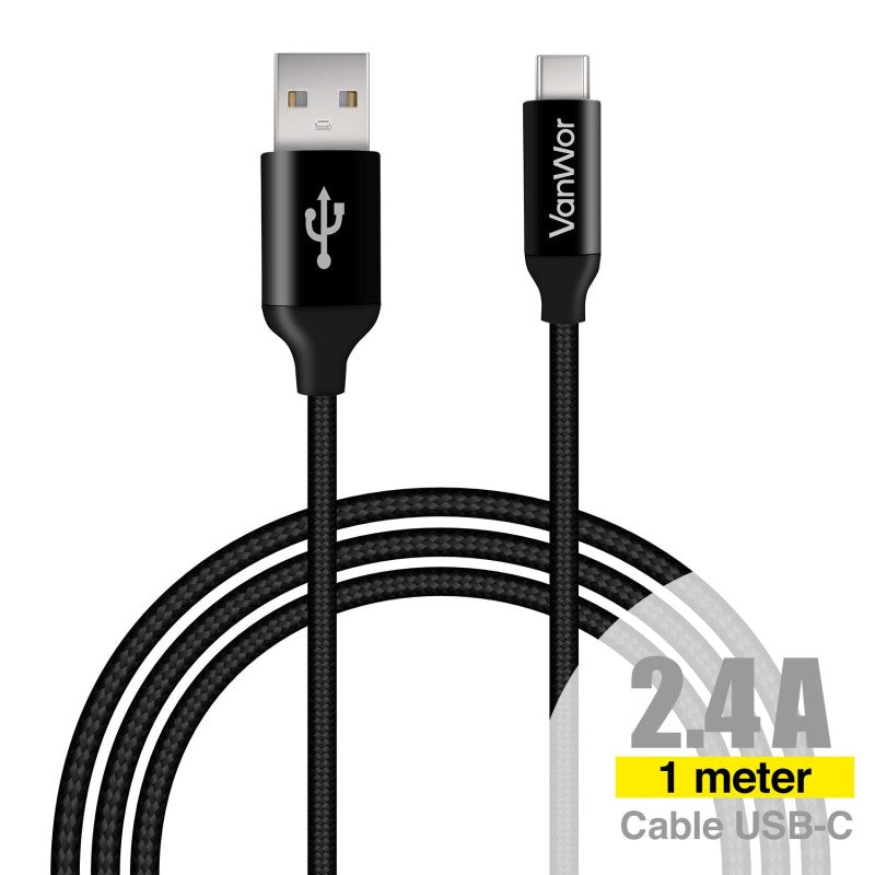 Cable Nylon USB-C 1M 2.4A