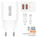 Smart Charger 2-USB 2.4A + Micro 1.2M - D41B